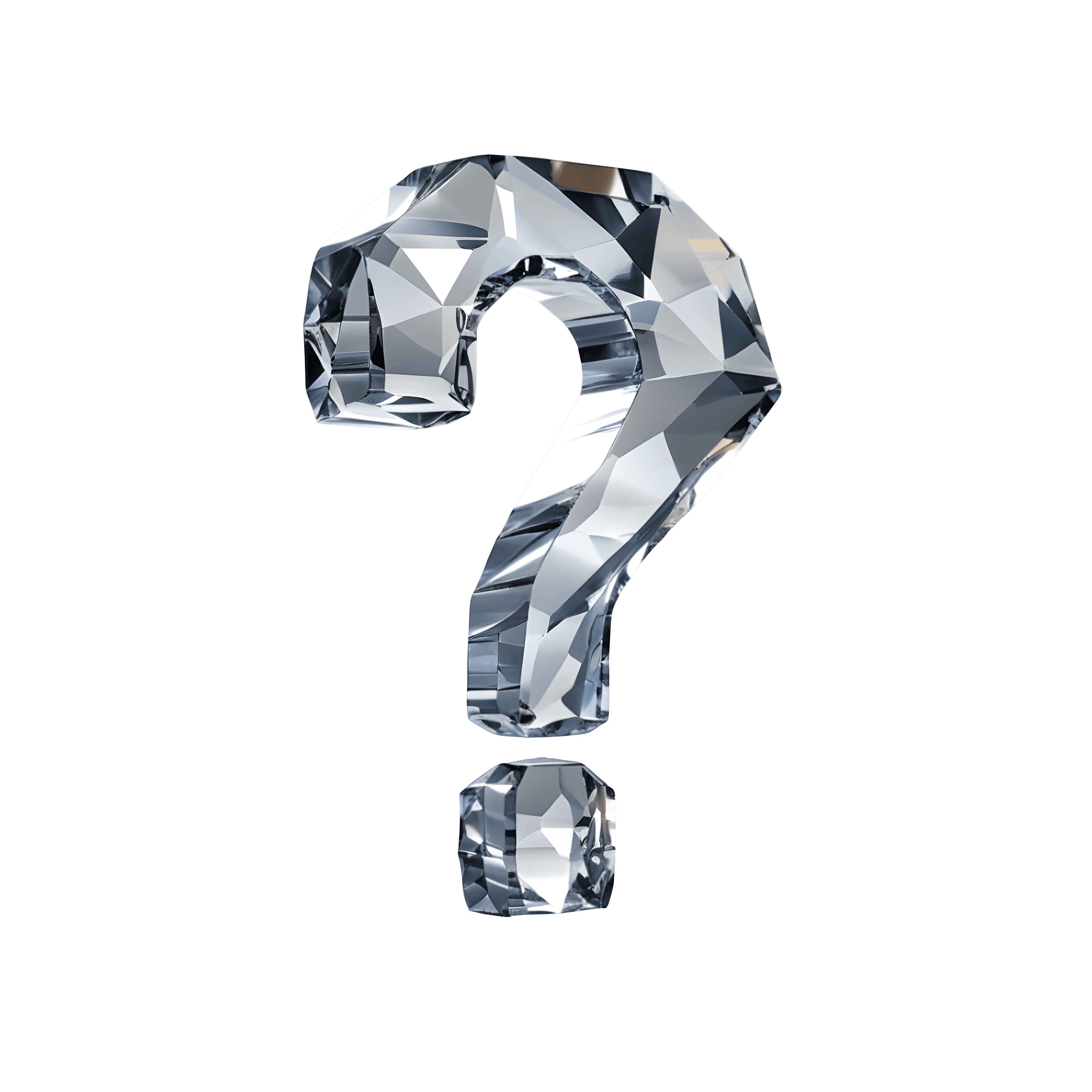 A question mark cut from diamond
