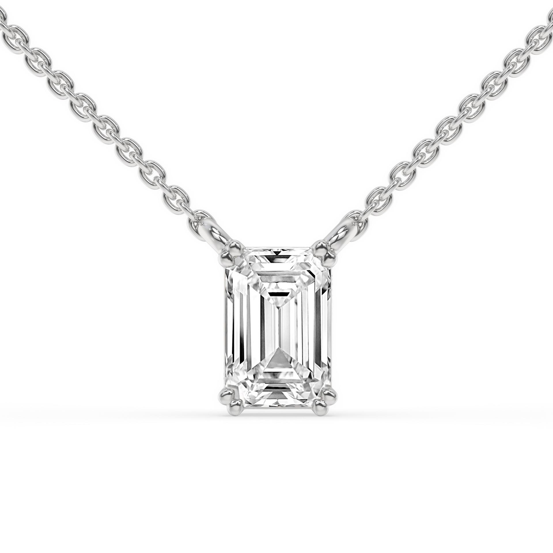 Alma Emerald Diamond Solitaire Necklace
