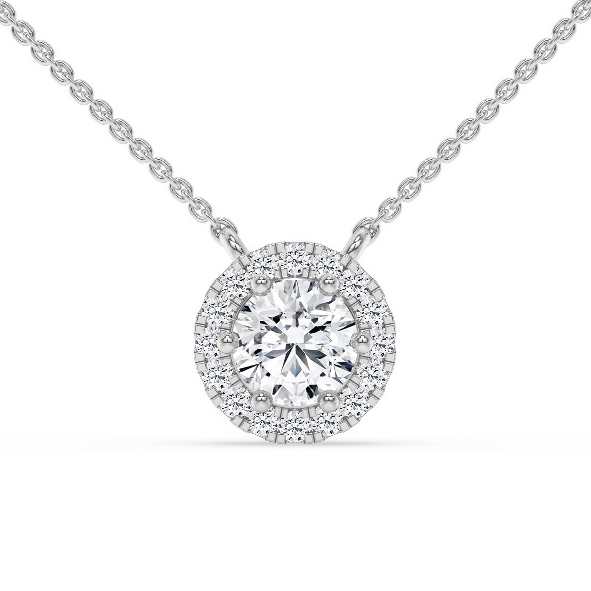 Belleza Halo Diamond Solitaire Necklace
