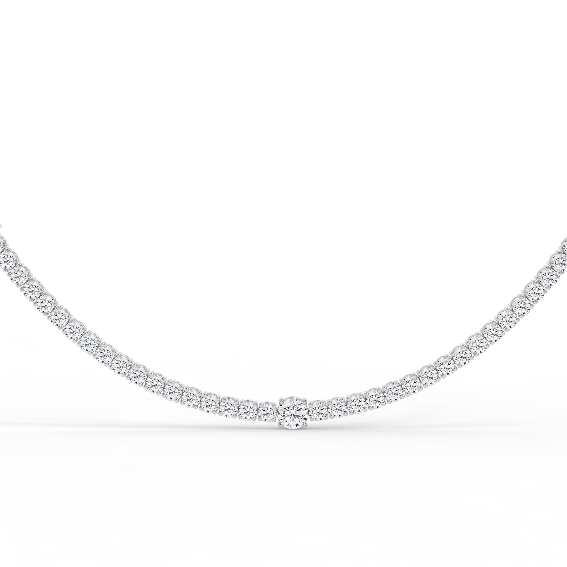 Solitaire Station Diamond Tennis Necklace