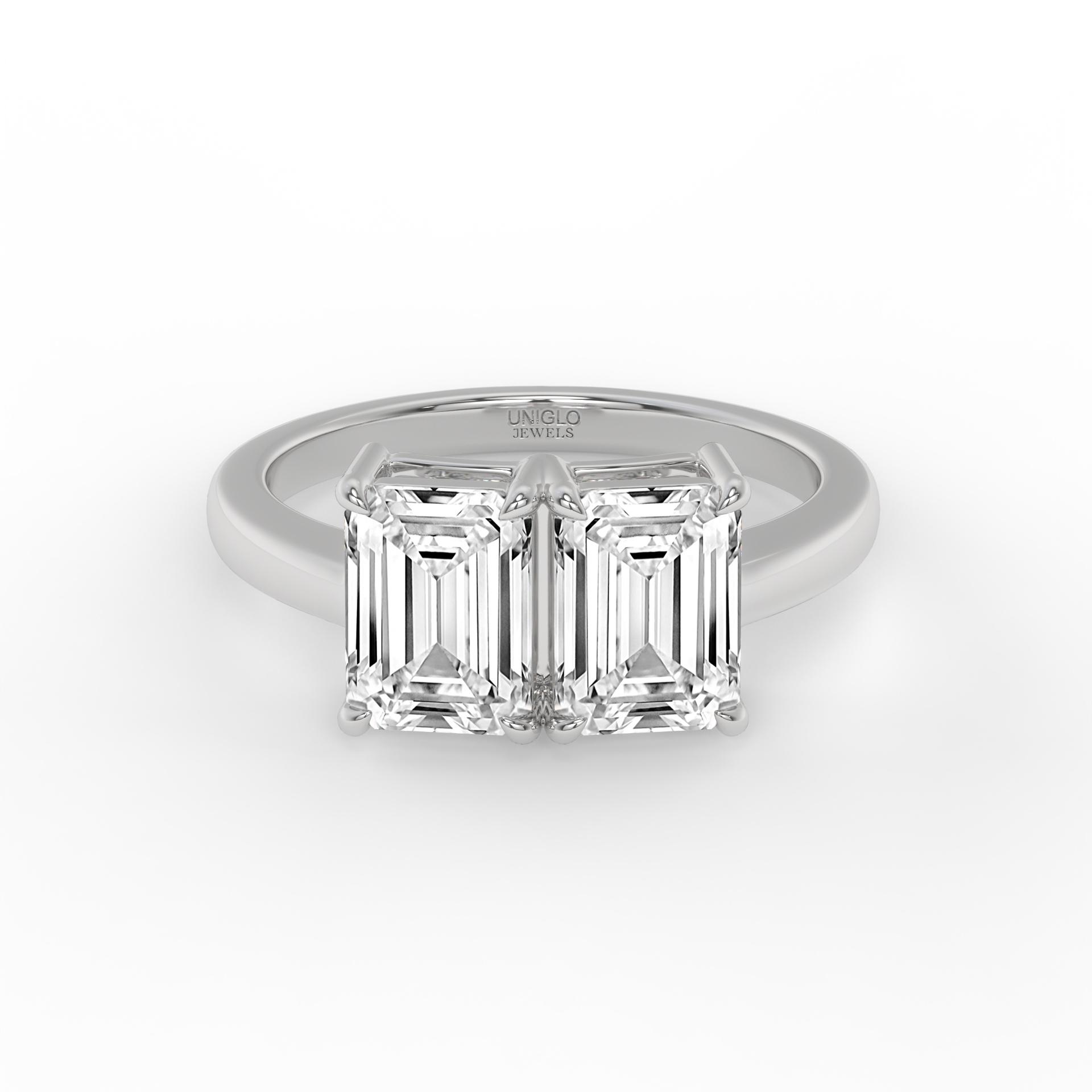 Itzel Two Stone with Both Emeralds Toi Et Moi Grown Diamond Ring