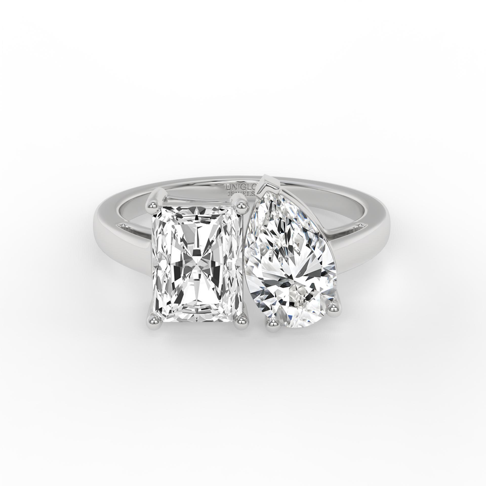 Malena Two Stone Radiant and Pear Toi Et Moi Grown Diamond Ring