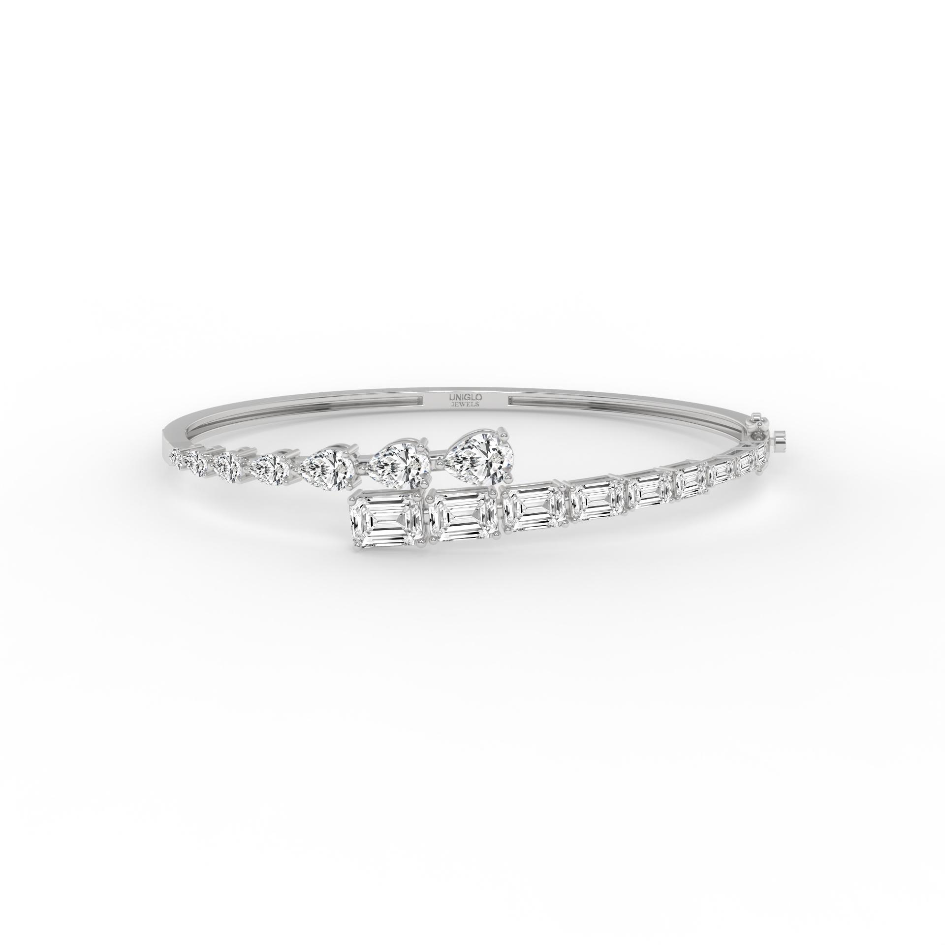Emerald Pear Symphony Diamond Openable Bangle Bracelet