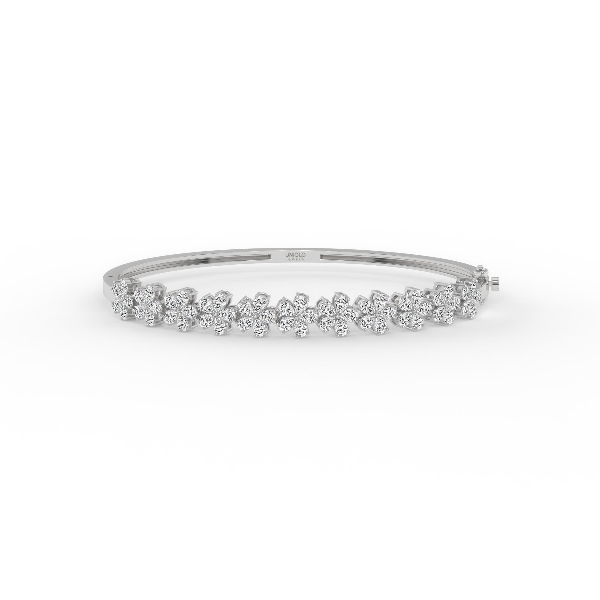 Pear Petal Diamond Openable Bangle Bracelet