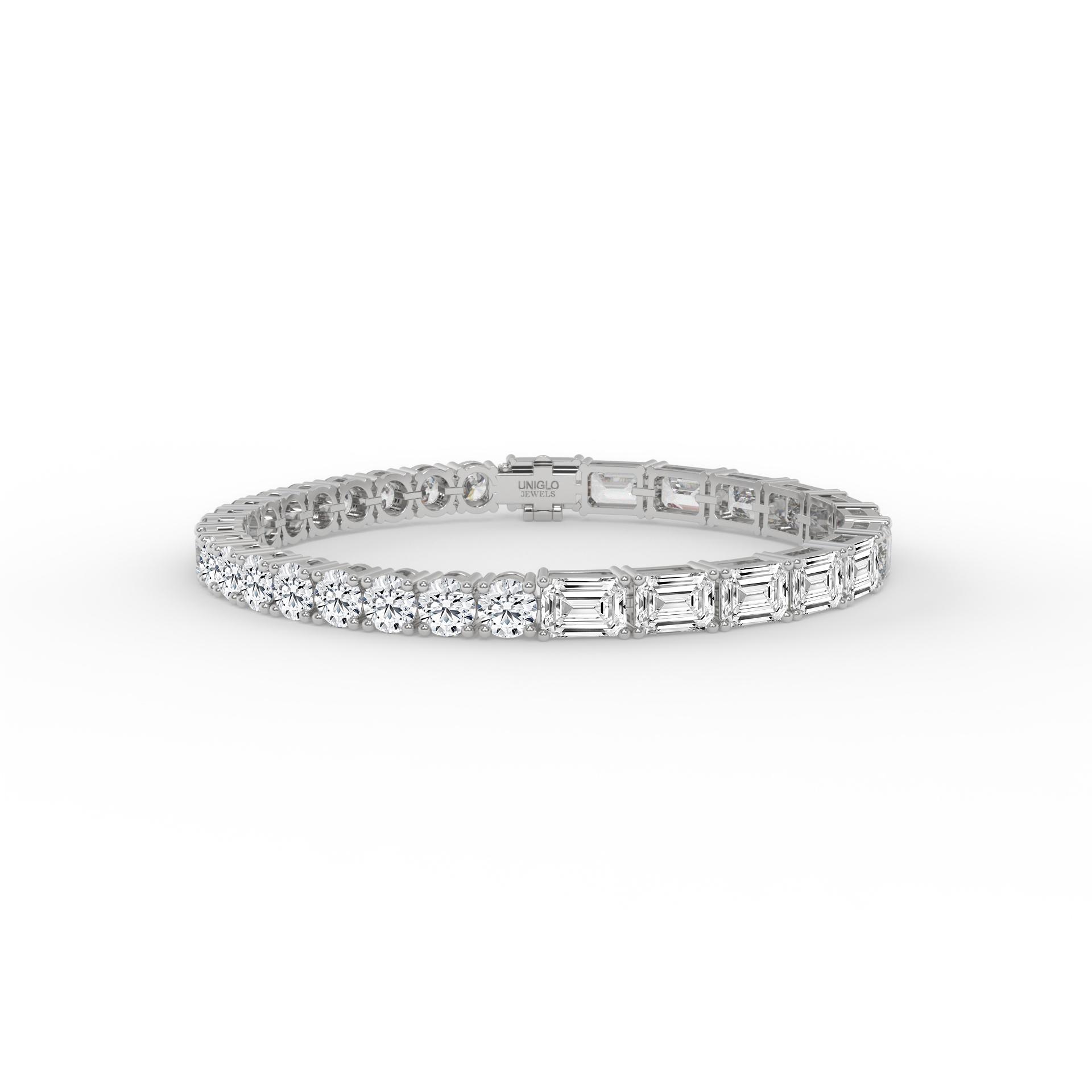 Clemencia Emerald and Round Diamond Tennis Bracelet