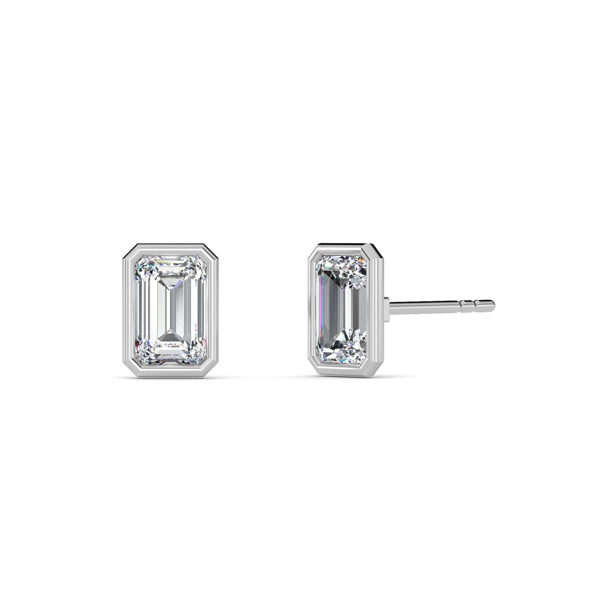Emerald Bezel Diamond Studs