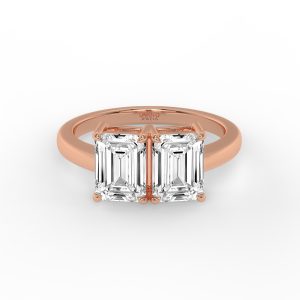 Itzel Two Stone with Both Emeralds Toi Et Moi Grown Diamond Ring