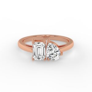 Atana Two Stone Emerald and Pear Toi Et Moi Grown Diamond Ring