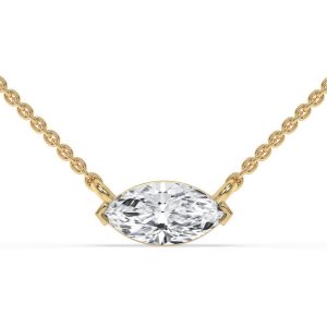 Gold Christina Marquise Diamond Solitaire Necklace