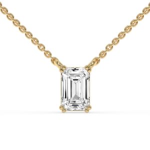 Alma Emerald Diamond Solitaire Necklace