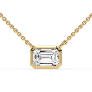 Aubree Emerald Bezel Diamond Solitaire Necklace