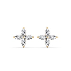 Charmed Clover Flower Fashion Diamond Stud Earrings