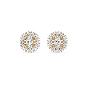 Dahlia Flower Fashion Diamond Stud Earrings