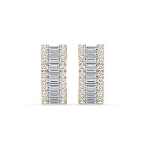 Cassian Baguette Round Diamond Hoop Earrings?