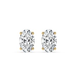 Four Prong Oval Diamond Stud Earrings