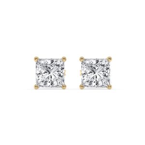 Four Prong Princess Diamond Stud Earrings
