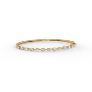 Emerald & Oval Fusion Diamond Openable Bangle Bracelet