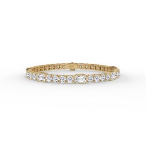 Gina Emerald and Round Diamond Tennis Bracelet