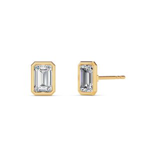 Emerald Bezel Diamond Studs