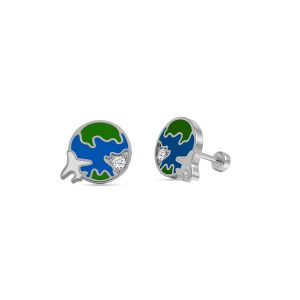 Earth Globe Stud Earrings